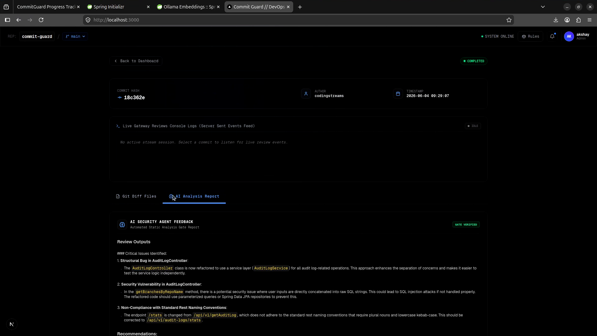 Commit Guard Log AI Analysis