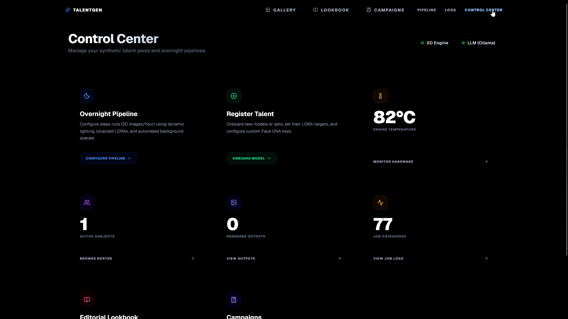 Digital Talent Image Gen Control Panel