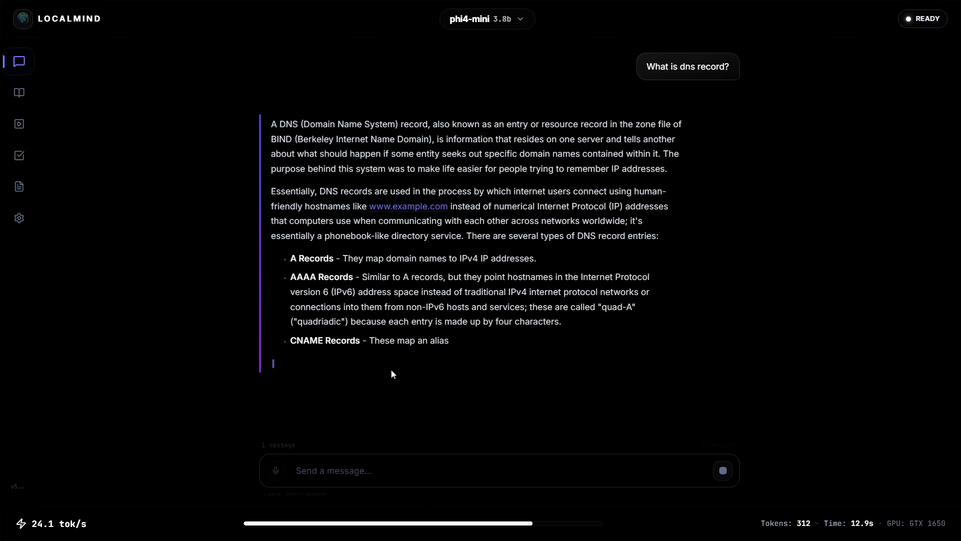 Localmind App Chat Interface